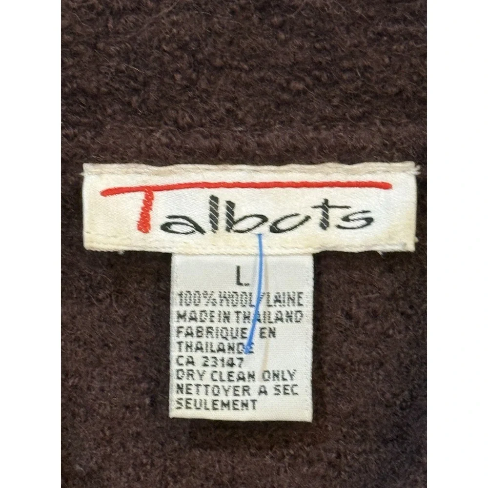 VTG Vintage Talbots Women's Cardigan 100% Merino Wool Size Large Brown
